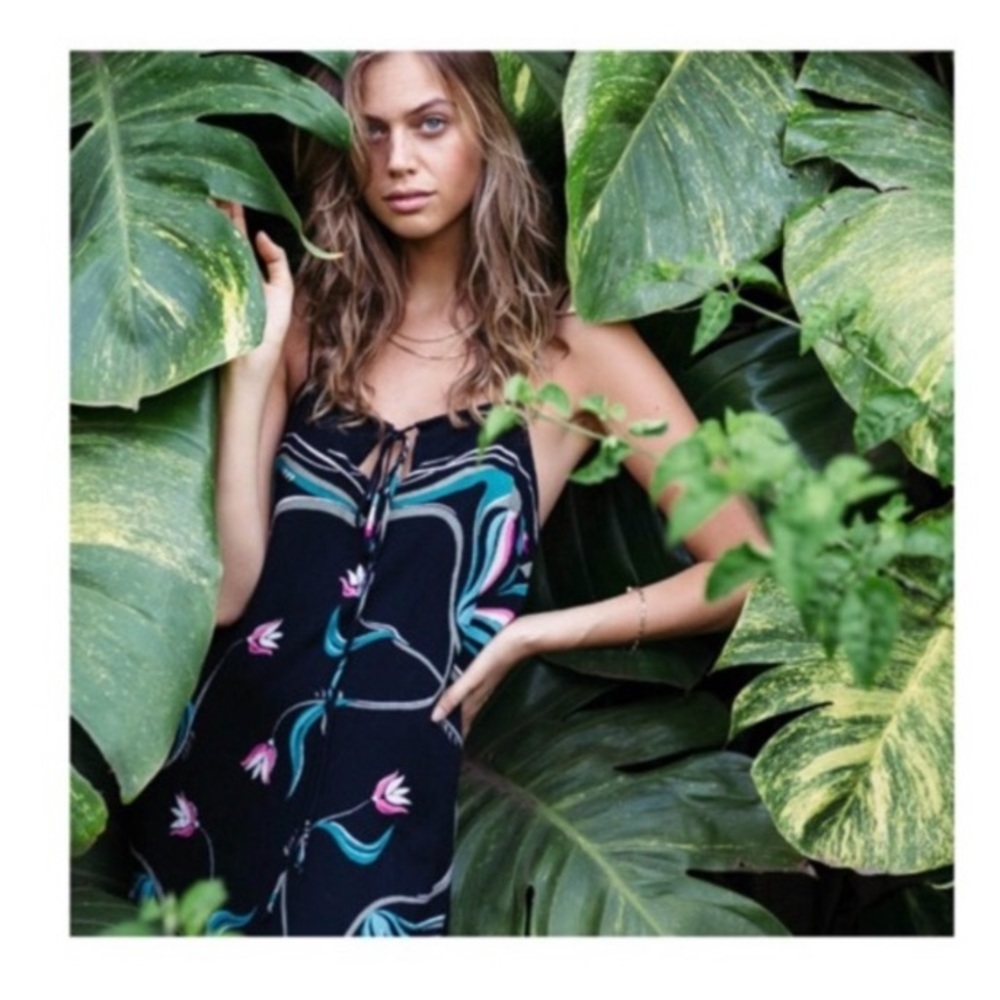 Billabong Night in Black Floral Mini Dress